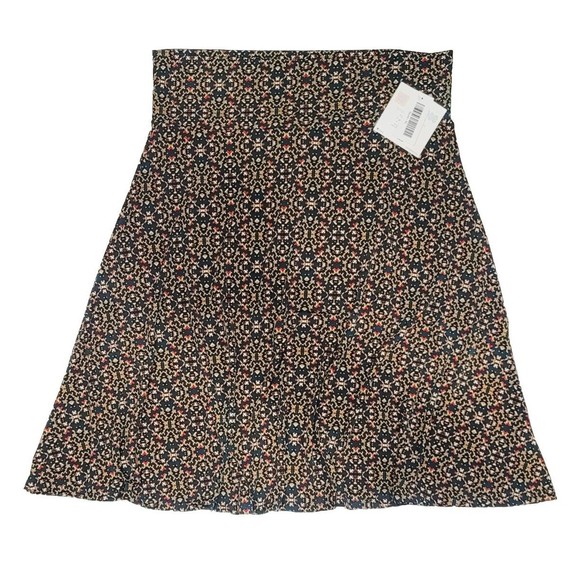 LuLaRoe Women's Christmas-like A-line Azure Stretchy Skirt Blue Red Tan, Size XL - Picture 1 of 9